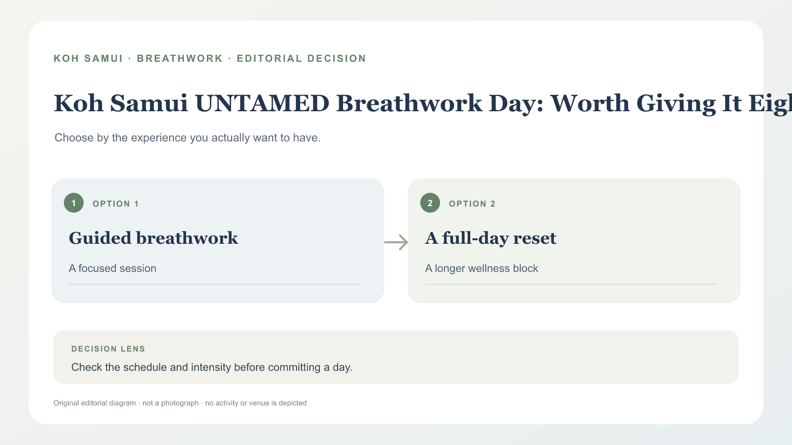 蘇梅島 UNTAMED Breathwork Day 值得安排八小時嗎？本站原創決策圖，非照片。